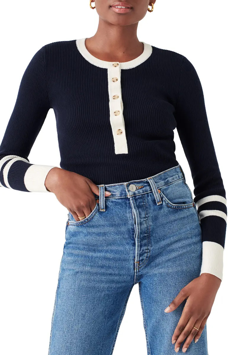 Mikki Organic Cotton & Cashmere Henley Sweater | Nordstrom