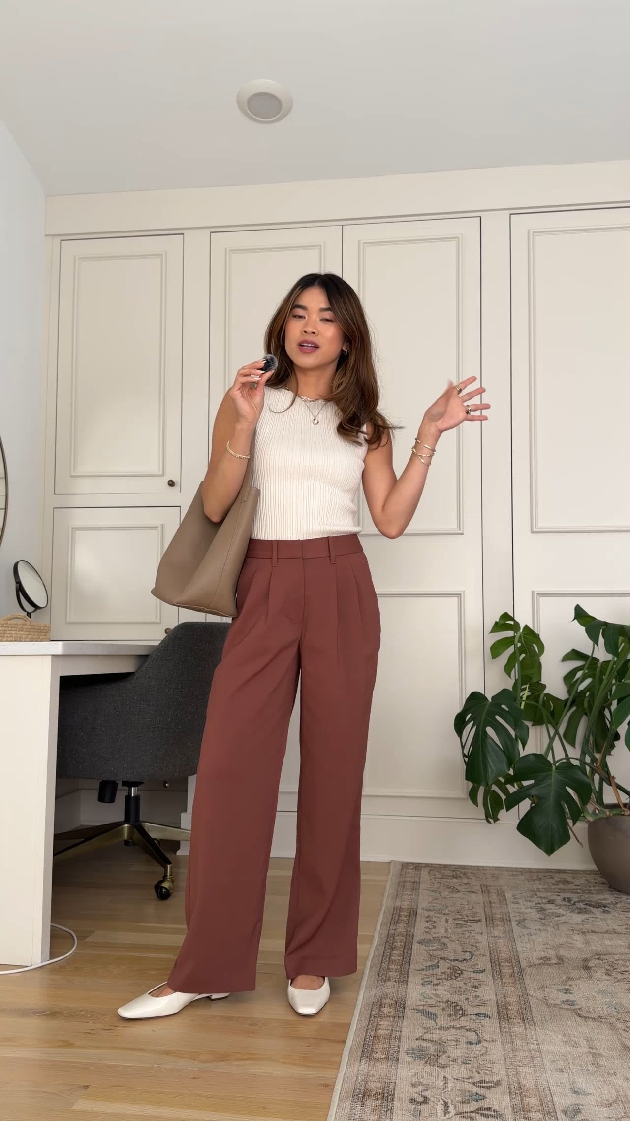 I love these wide leg style pants from @Quince. They are petite friendly and have a stretchy waistband.

Sizing info: 
Quince Stretch Crepe Pleated Wide Leg Pants - Size 0 28in inseam in Redwood Brown 
Quince Cotton Cashmere Ribbed Tank - XS in Heather Oatmeal 

petite fashion, get dressed with me, outfit inspiration, ootd, nashville outfit, Nashville influencer, petite style, vacation style, casual outfits, mom style, petite pants, spring outfits, spring outfit info, spring pants, spring outfit idea, spring top, summer pants, quince pants, work pants, spring tank, spring shoes, petite trousers, kitten heels, quince tank, summer tank, work outfit, summer work outfit,  

 

#LTKootd #LTKSeasonal #LTKPetite