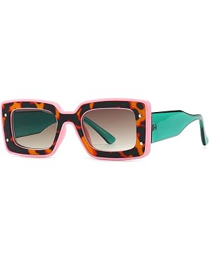 Fashion Square Sunglasses For Women Men Rivet Decoration Luxury Ladies Sun Glasses UV400 Shades L... | Amazon (US)