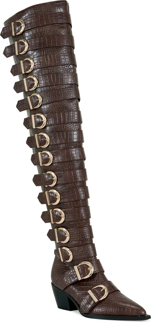 AZALEA WANG Braulia Buckle Over the Knee Boot (Women) | Nordstrom | Nordstrom