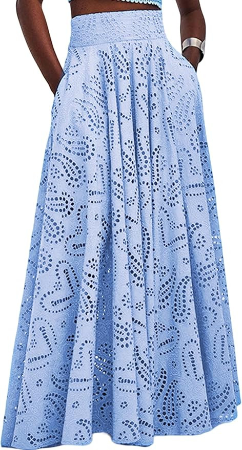 Women Summer Maxi Long Eyelet Club Night Sexy Skirt | Amazon (US)