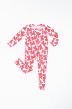 Red Bow convertible foot Onesie | Little Pajama Co.