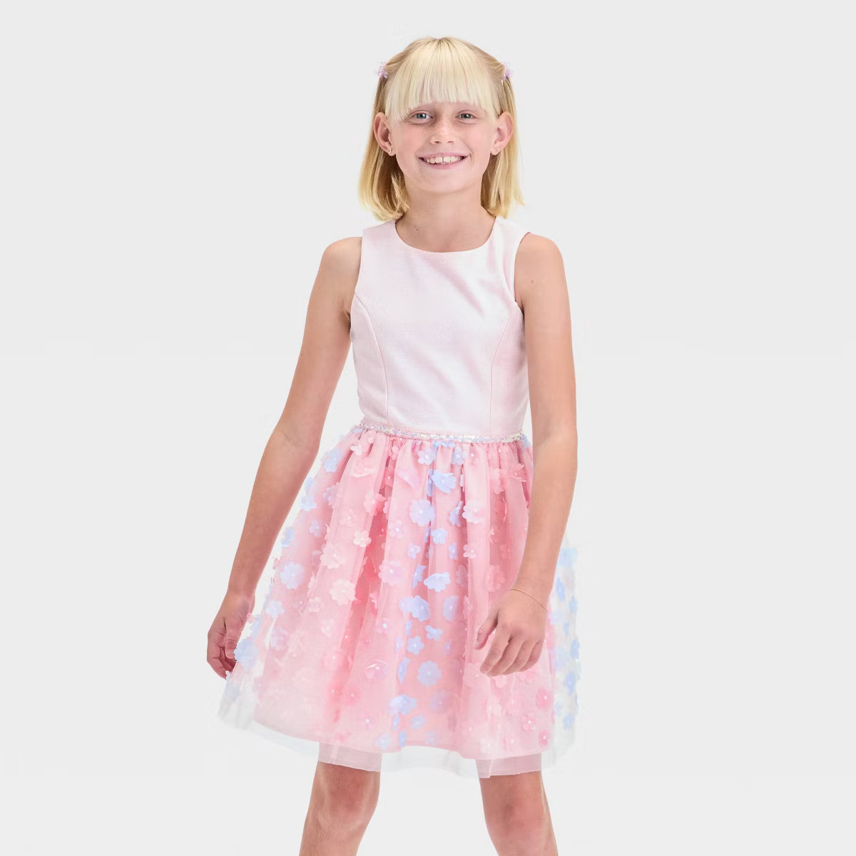 Zenzi Girls' Sleeveless Ombre 3D Floral Skirt Dress - Blush Pink | Target