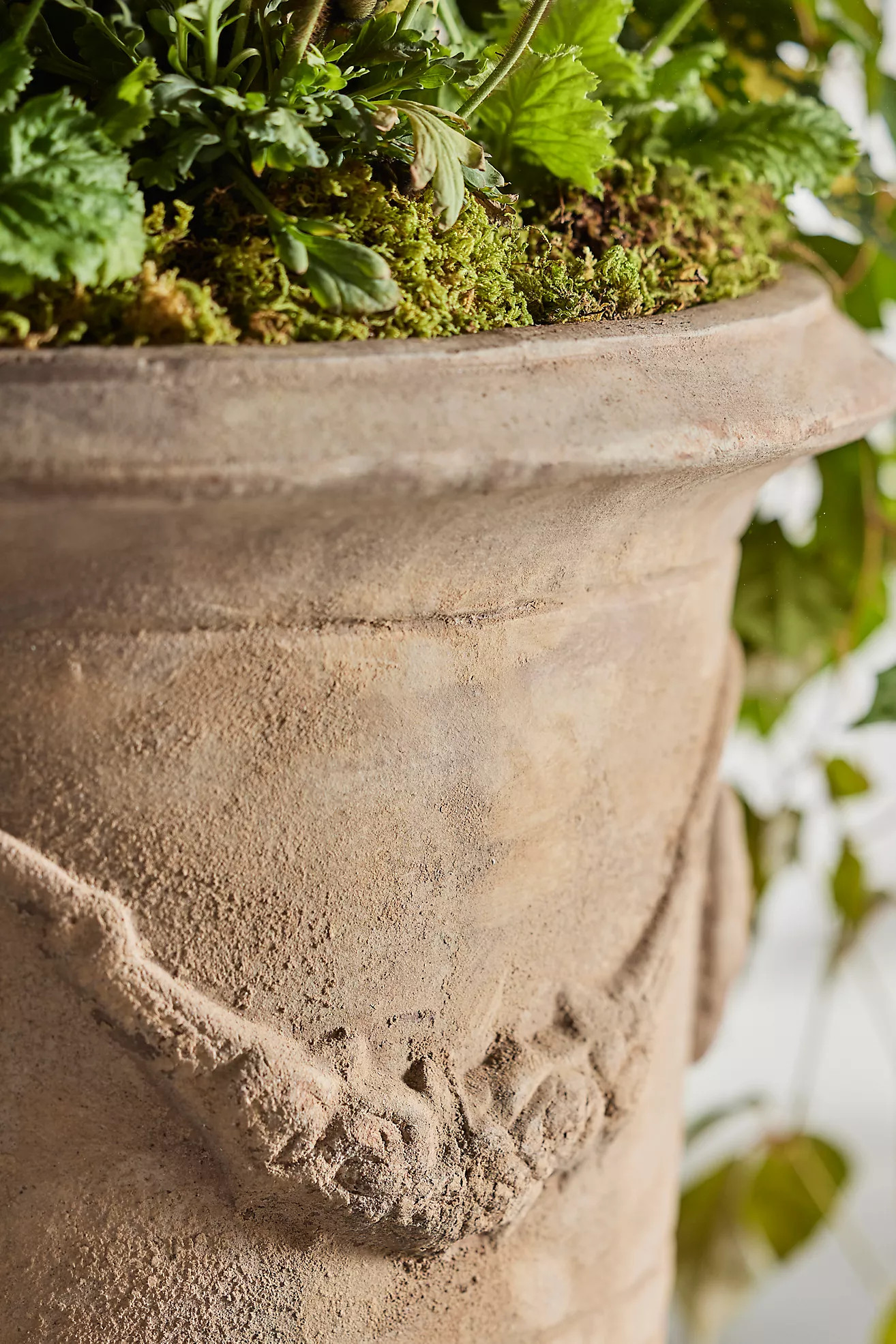Floral Swag Terracotta Urn | Terrain