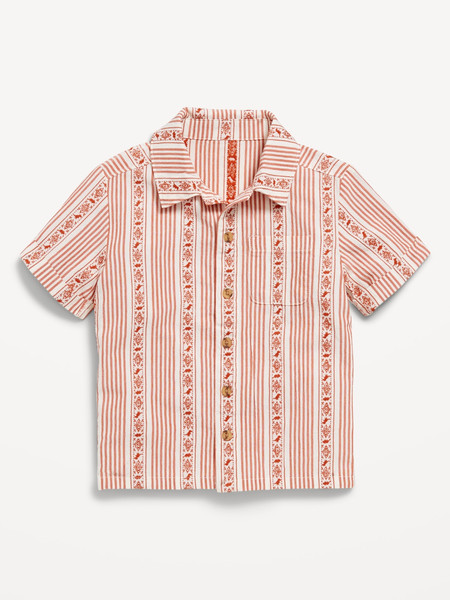 Printed Short-Sleeve Jacquard Pocket Shirt for Toddler Boys | Old Navy (US)