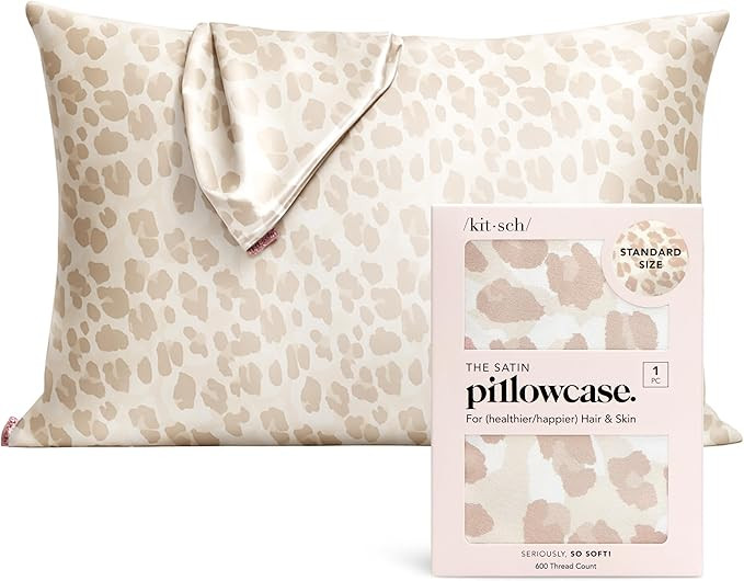 Kitsch Satin Pillowcase with Zipper for Hair & Skin, Softer Than Silk Pillow Cases Queen, Wrinkle... | Amazon (US)