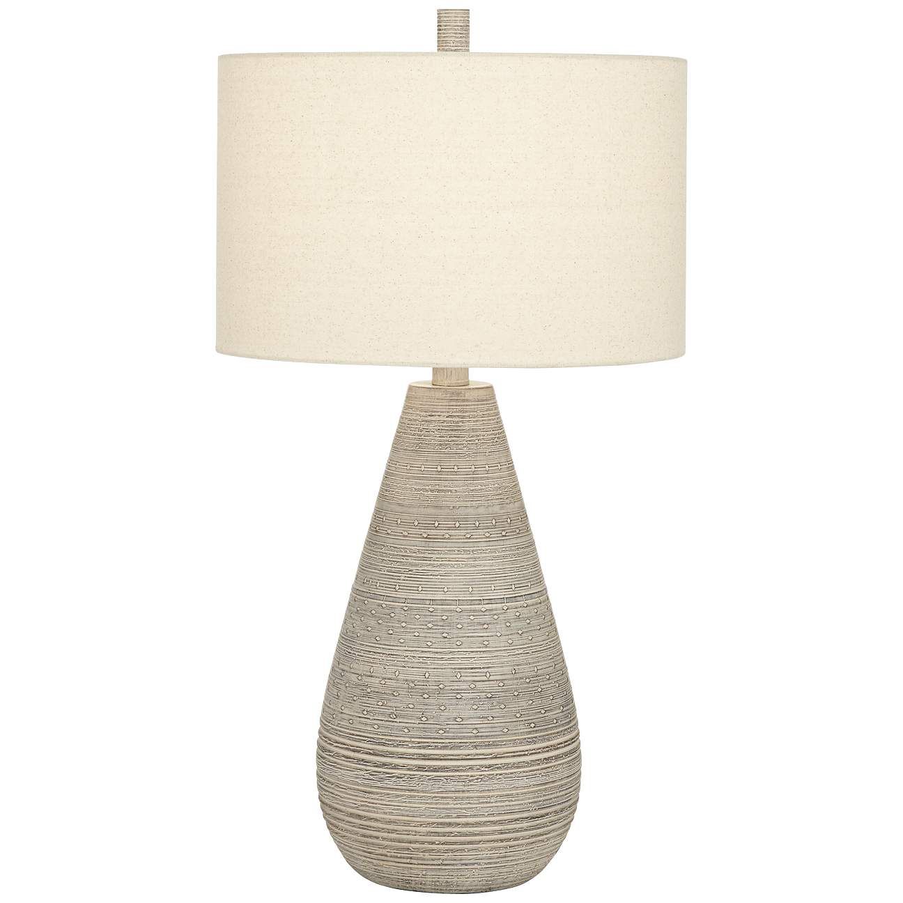 Julio Natural Gray Modern Ceramic Vase Table Lamp | Lamps Plus
