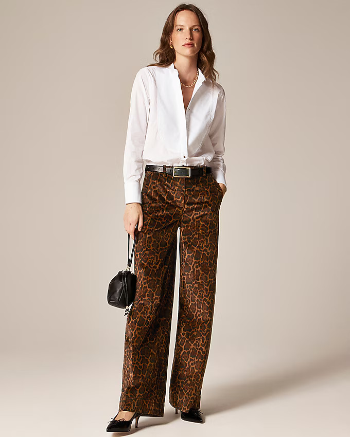 Washed velvet wide-leg trouser in jaguar print | J. Crew US