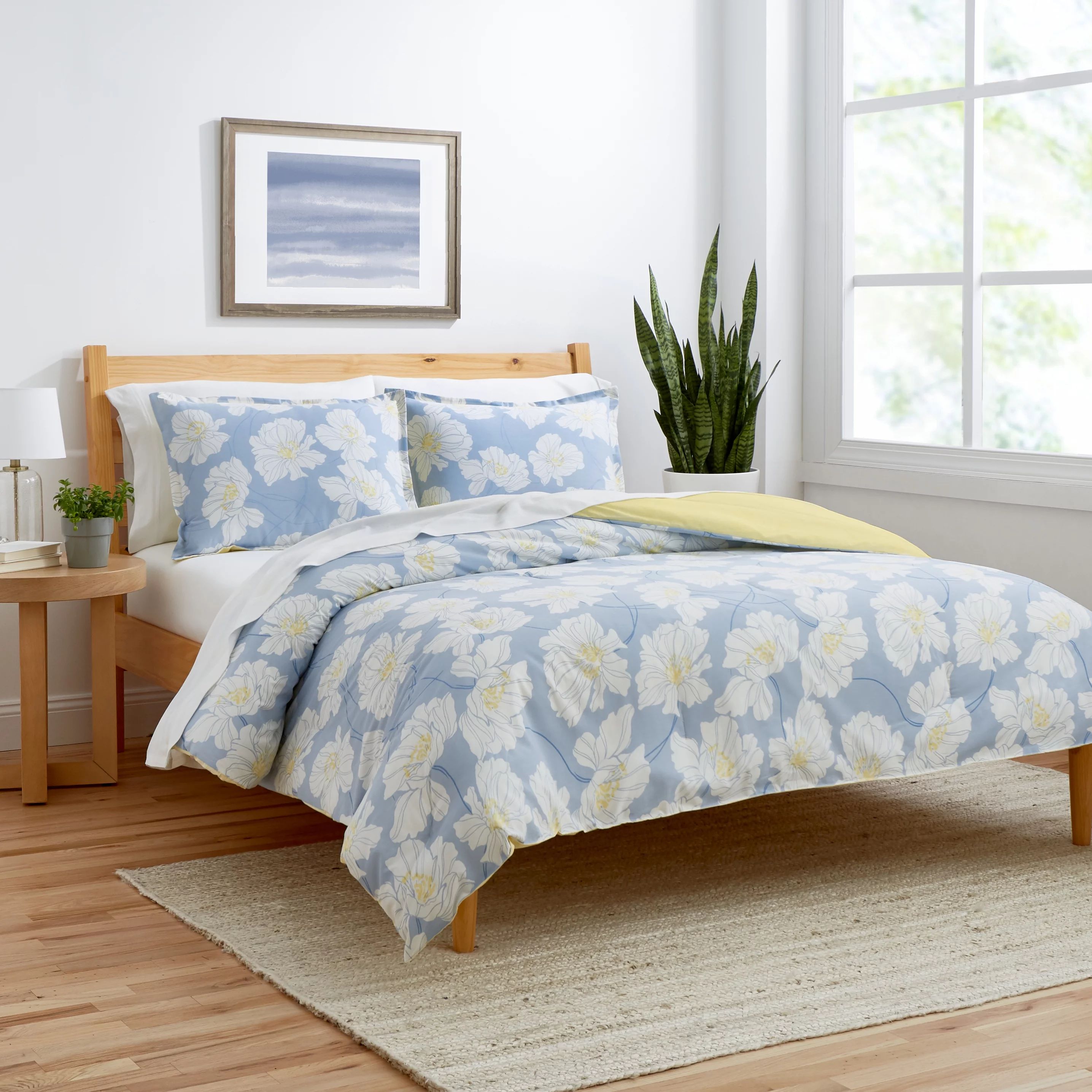Gap Home 70’s Floral Organic Cotton Blend Comforter Set, Twin, Blue, 2-Pieces - Walmart.com | Walmart (US)