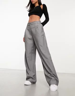 Monki high waist tailored pants in gray | ASOS (Global)