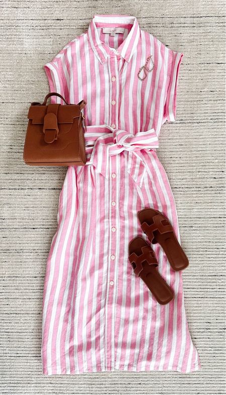Summer outfit with the pink and white striped midi dress paired with sandals for a classic look. Can easily be dressed up or down and is nursing friendly. On sale for 40% off! I appreciate that it has pockets

#LTKSaleAlert #LTKStyleTip #LTKSeasonal