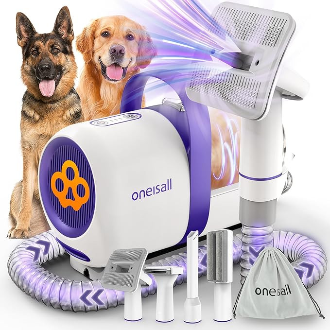 oneisall Dog Hair Vacuum & Dog Grooming Kit/Low Noise Dog Grooming Vacuum12kpa,Dog Vacuum for She... | Amazon (US)