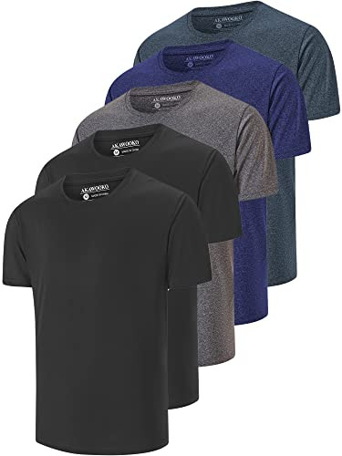 5 Pack Men's Dry Fit T Shirts Athletic Running Gym Workout Short Sleeve Tee Shirts for Men | Amazon (US)