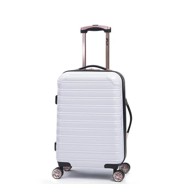 iFLY Hardside Luggage Fibertech 20 Inch Carry-on Luggage, White/Rose Gold | Walmart (US)