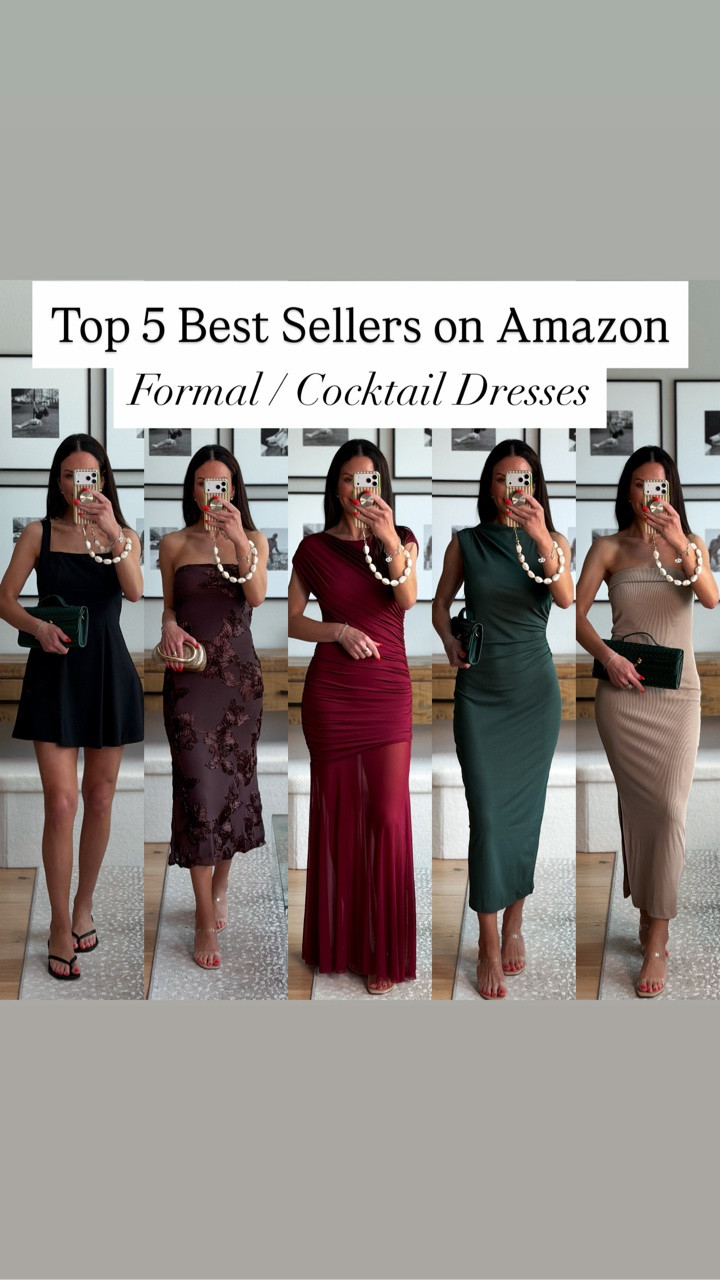 The TOP 5 best-selling formal + cocktail dresses on Amazon right now 👀✨
Starting with No. 5 and counting down to the No. 1 spot.
Wearing a small in all
I’m 5’6” 1/2 - 130

#amazonfashion #weddingguestdress cocktaildress amazonfinds weddinggueststyle