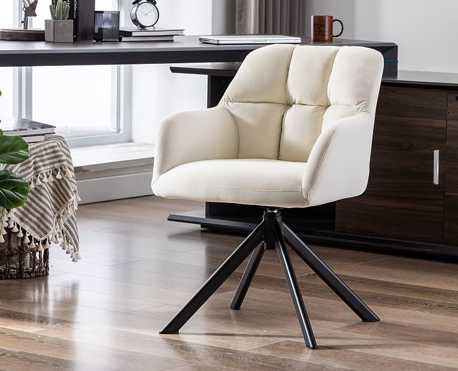 EALSON Comfy Velvet Desk Chair Modern Computer Task Chair no Wheels Swivel Accent Chair with Mid ... | Amazon (US)