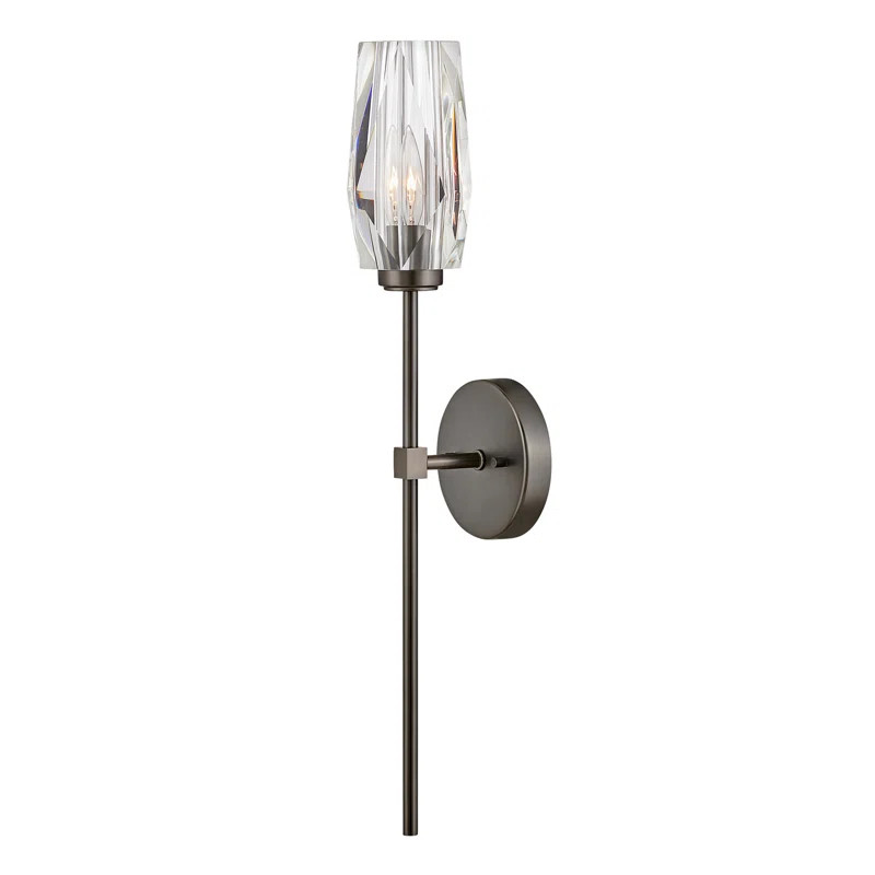 Ana 1-Light Wall Sconce w/ Faceted Heavy-Cut Diamond-Shaped Crystal Shade - Black Oxide | Wayfair North America
