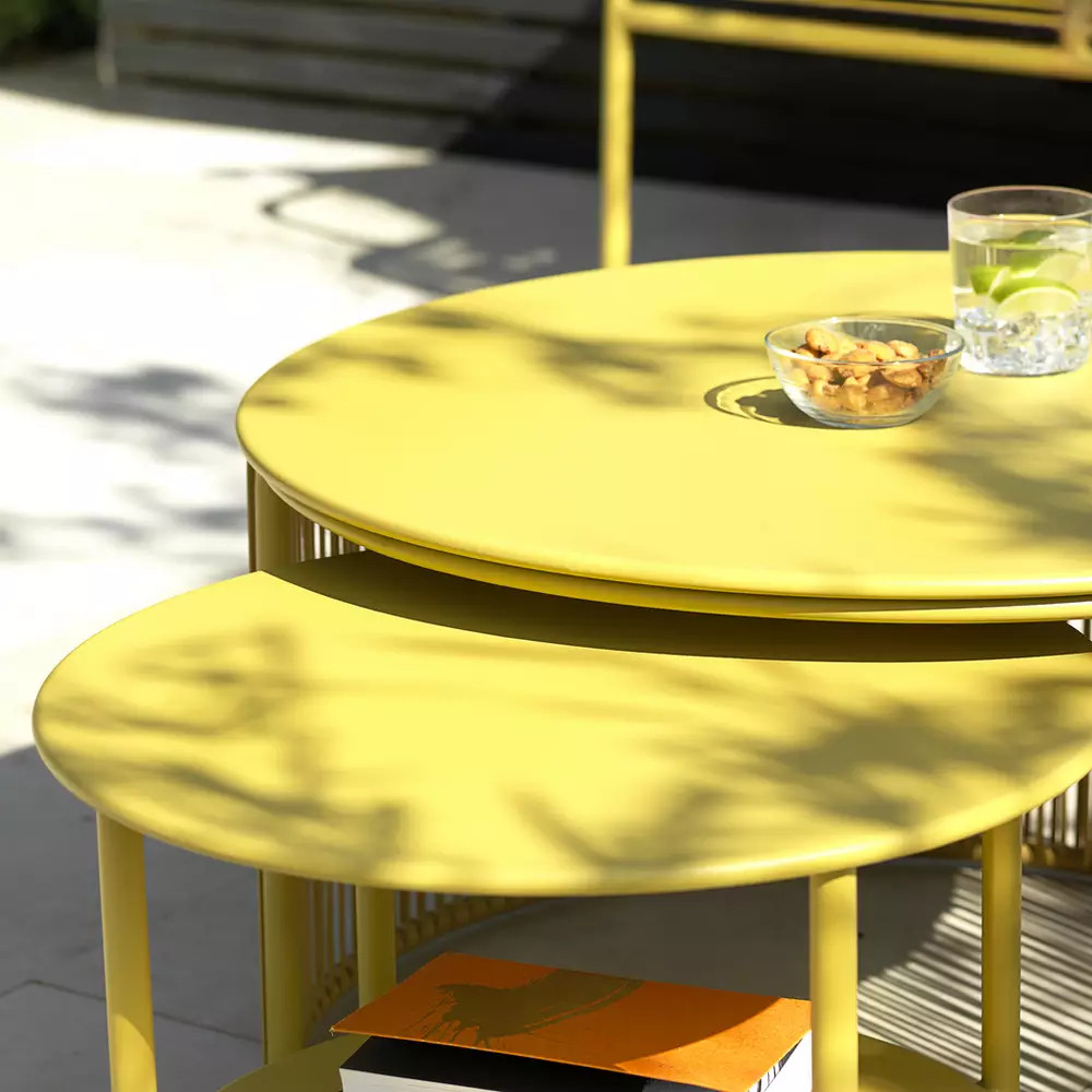 Buy Habitat Ipanema Metal Garden Coffee Table - Yellow | Garden tables | Habitat | Habitat UK