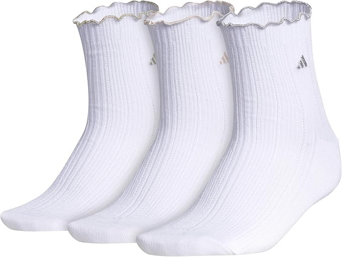 adidas womens Women's Performance Ruffle 3-pack Quarter | Amazon (US)