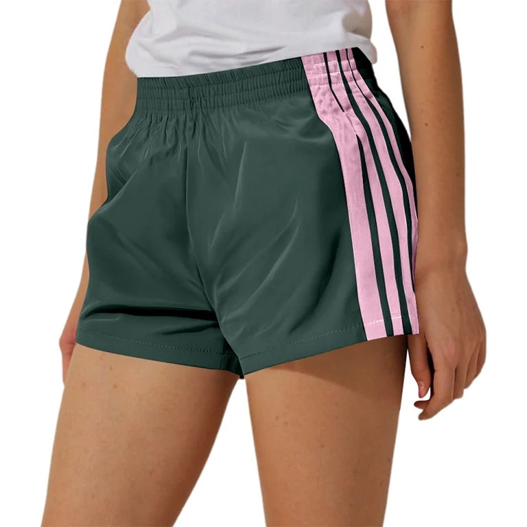 AJGRHE Women Striped Athletic Shorts Low Rise Wide Leg Gym Shorts Summer Loose Lounge Running Swe... | Walmart (US)