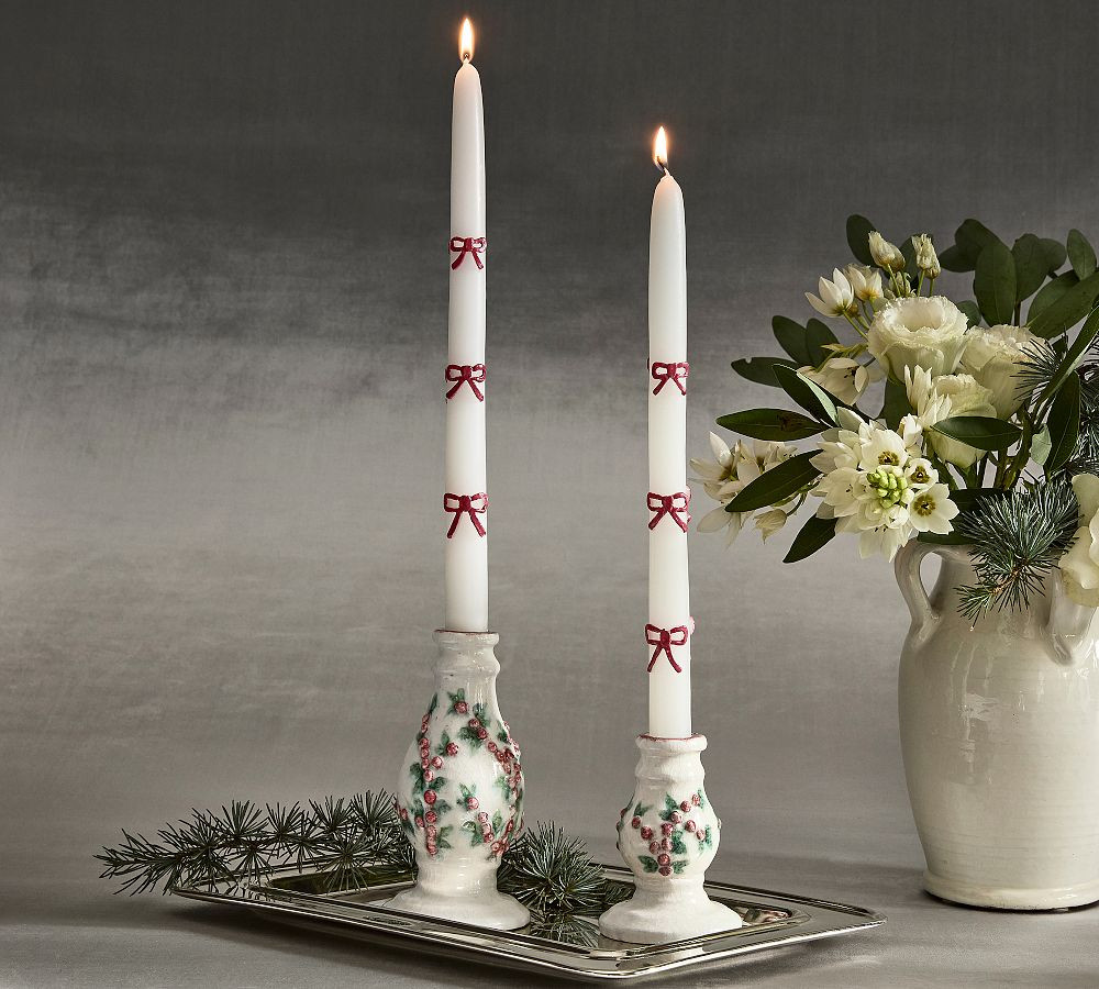 Bow Taper Candle - Set of 2 | Pottery Barn CA