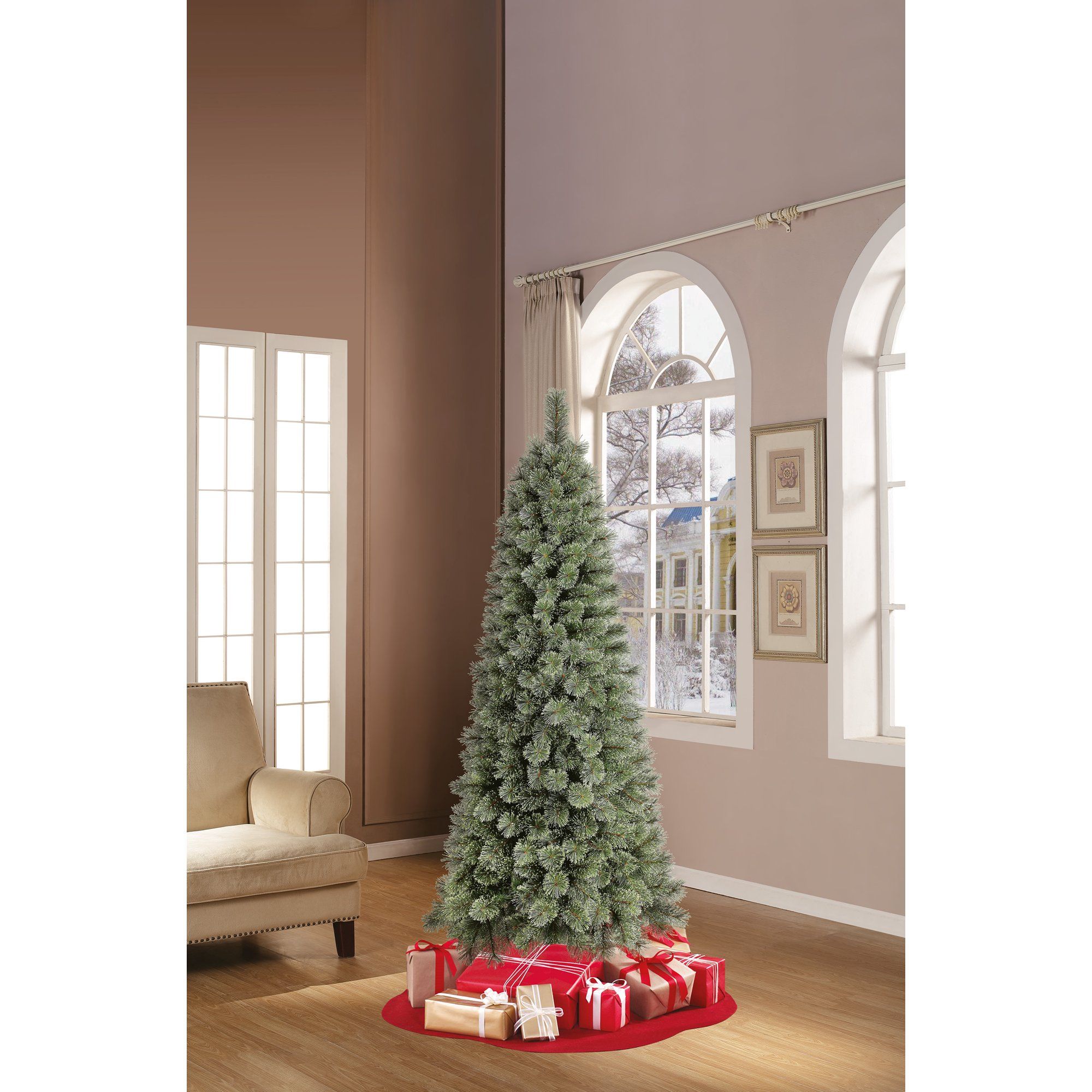 Holiday Time Non-Lit Branford Spruce Cashmere Green Artificial Christmas Tree, 7' | Walmart (US)