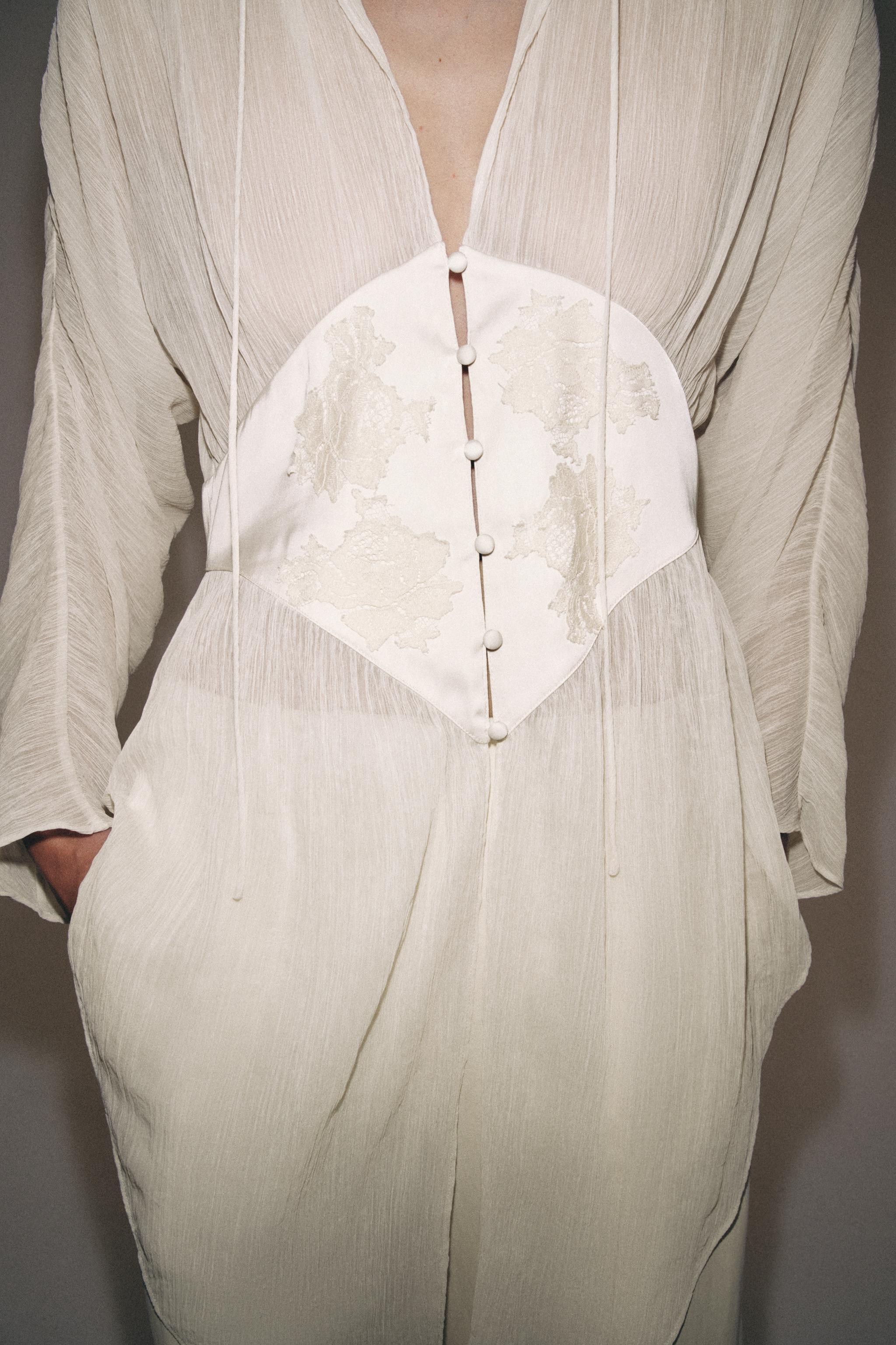 ZW COLLECTION GEORGETTE LACE BLOUSE | Zara US