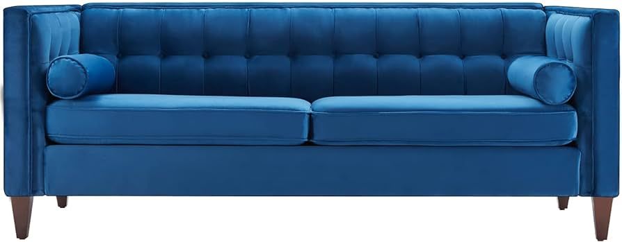 Dreamsir 78'' W Velvet Sofa, Mid-Century Modern Love Seats Sofa Furniture with Bolster Pillows, B... | Amazon (US)