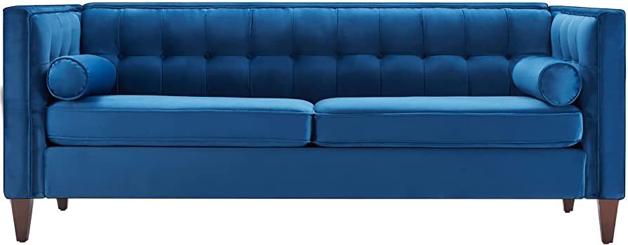 Dreamsir 78'' W Velvet Sofa, Mid-Century Modern Love Seats Sofa Furniture with Bolster Pillows, B... | Amazon (US)