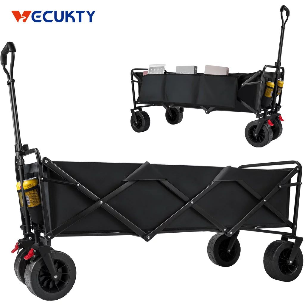 Super Large Collapsible Garden Cart, VECUKTY Folding Wagon Utility Carts with Wheels and Rear Sto... | Walmart (US)