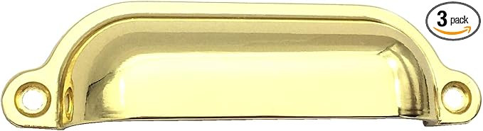 3.5" C-C (3-1/2 in Centers) Polished Gold Cup Drawer Pull Cabinet Handles Dresser Pulls Handle 89... | Amazon (US)