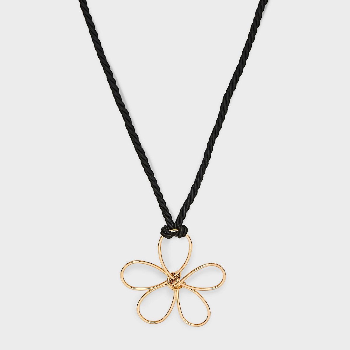 Cord with Wire Flower Choker Necklace - Wild Fable™ Black/Gold | Target