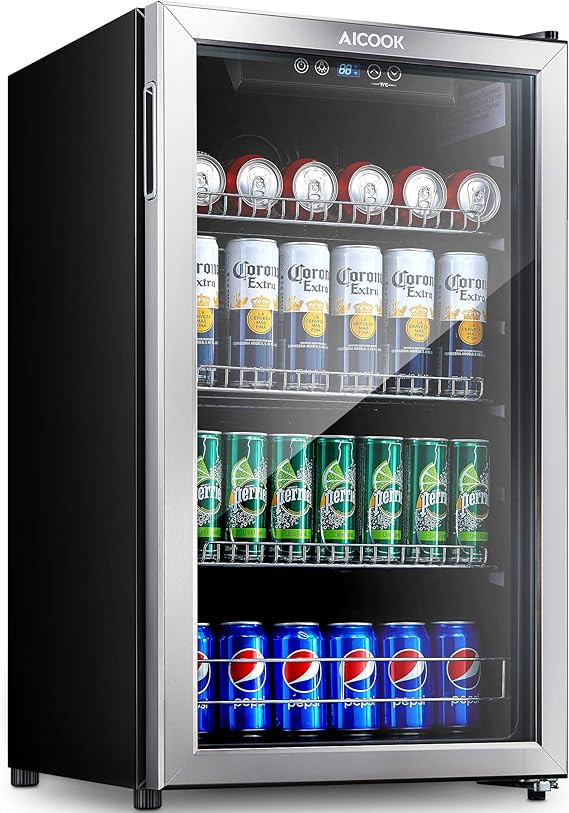 Aicook Beverage Refrigerator and Cooler - 120 Can Mini Fridge with Glass Door for Soda Beer or Wi... | Amazon (US)