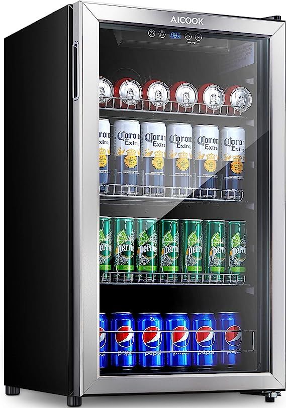 Aicook Beverage Refrigerator and Cooler - 120 Can Mini Fridge with Glass Door for Soda Beer or Wi... | Amazon (US)