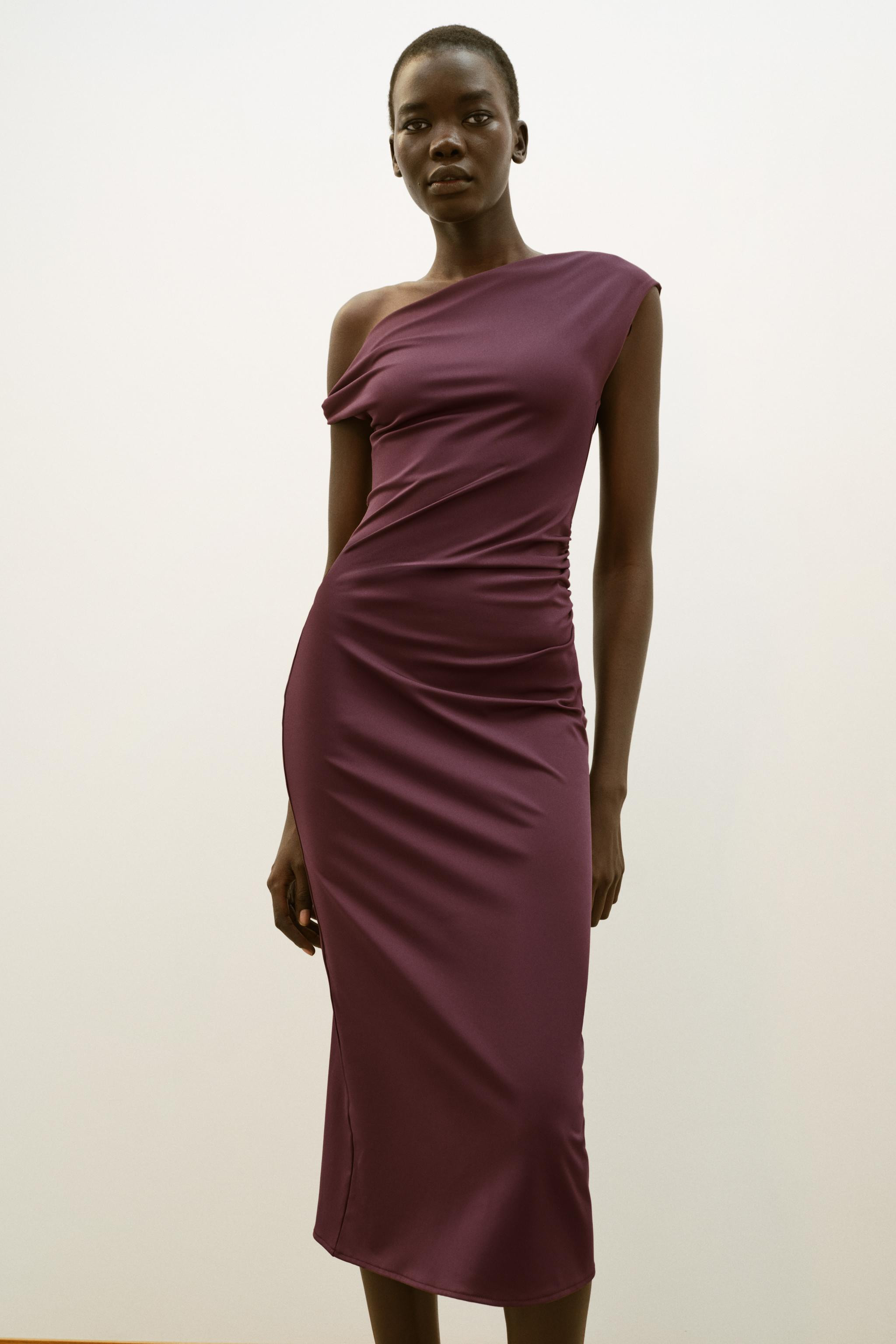 ASYMMETRIC MIDI DRESS | Zara US