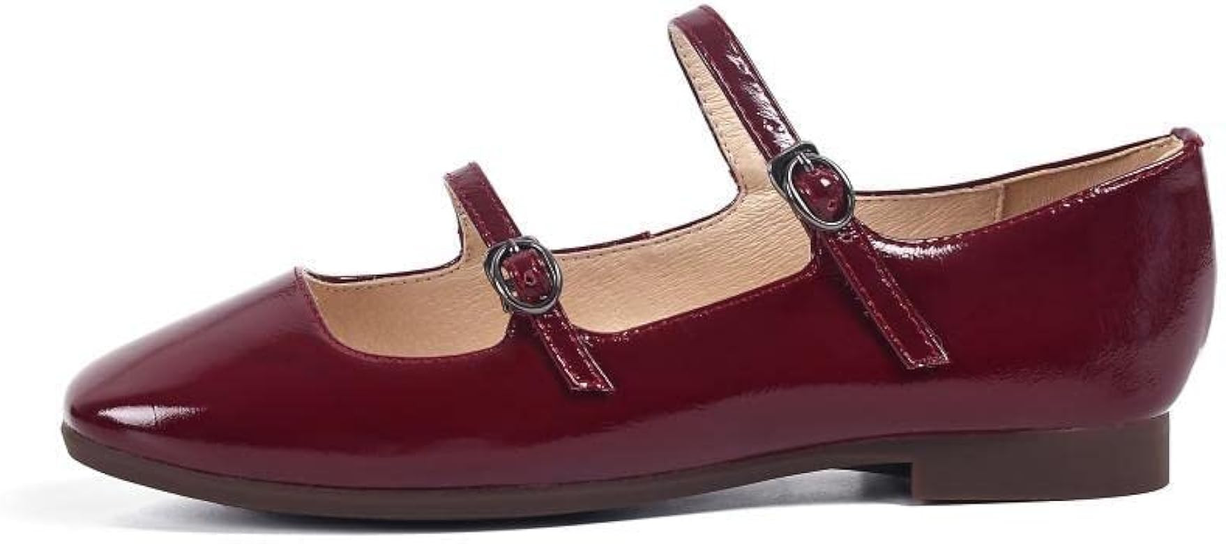 TinaCus Handmade Women's Genuine Leather Double Strap Square Toe Slip On Mary Jane Flats Shoes | Amazon (US)