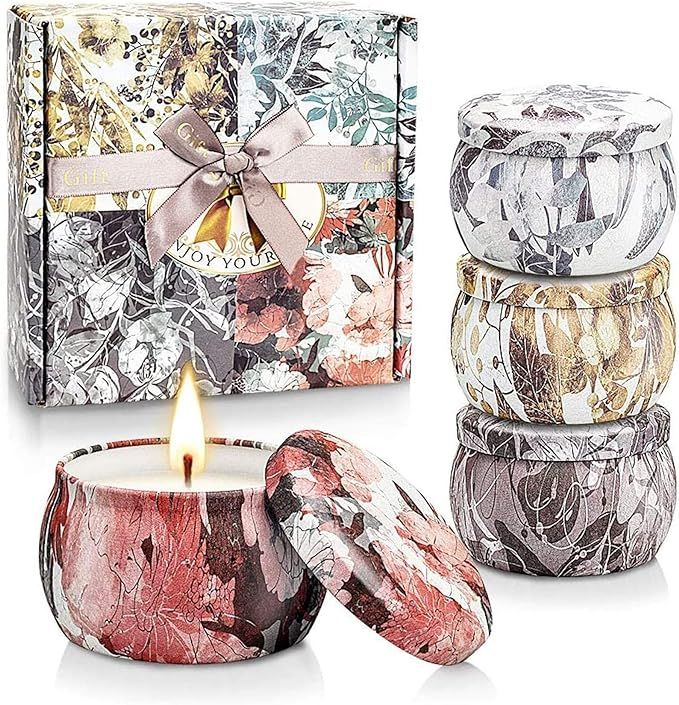 YINUO LIGHT Scented Candles Gifts Set for Women, Upgraded Large Tin of Soy Candle Scented Lavende... | Amazon (US)