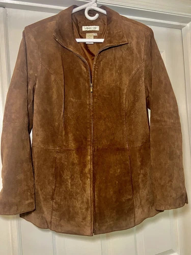 Cold water Creek Suede Lether Jacket Coat Blazer Size M | eBay US