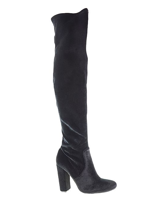 Chinese Laundry Women's Casual boots BLACK - Black Velvet Brenda Over-The-Knee Boot - Women | Zulily