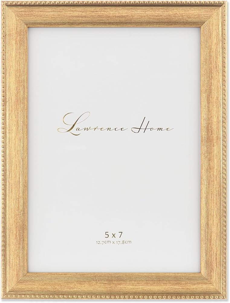 Lawrence Frames Classic Bead Picture Frame, 5x7, Gold | Amazon (US)
