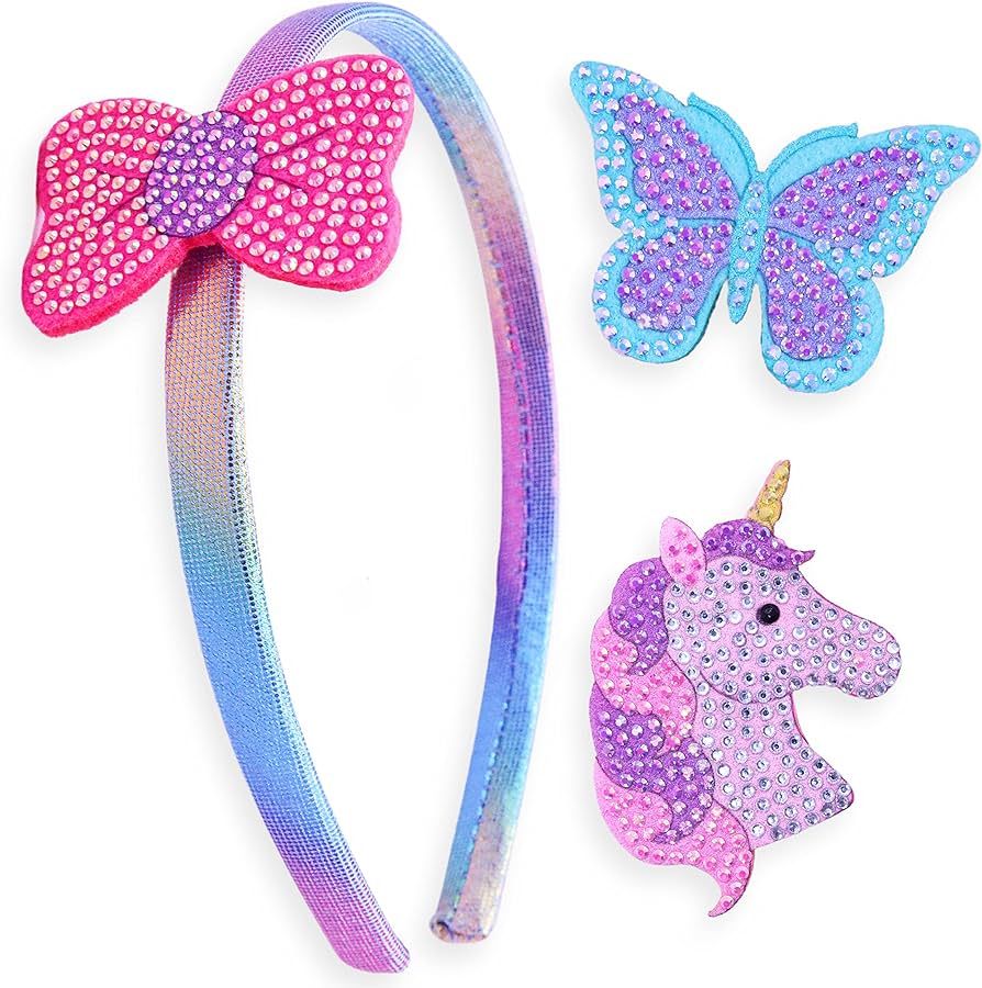 FROG SAC Interchangeable Charm Headbands for Girls, Butterfly Bow Unicorn Kids Headband, Sparkle ... | Amazon (US)