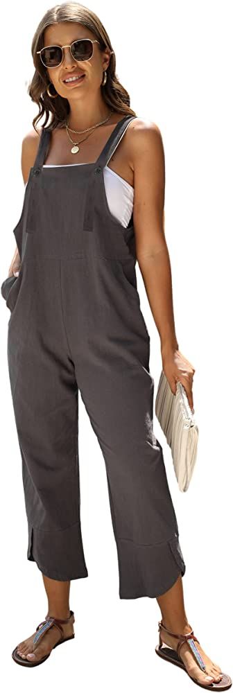 AMEBELLE Women's Sleeveless Cotton Linen Overalls Rompers Baggy Wide Leg Jumpsuits | Amazon (US)