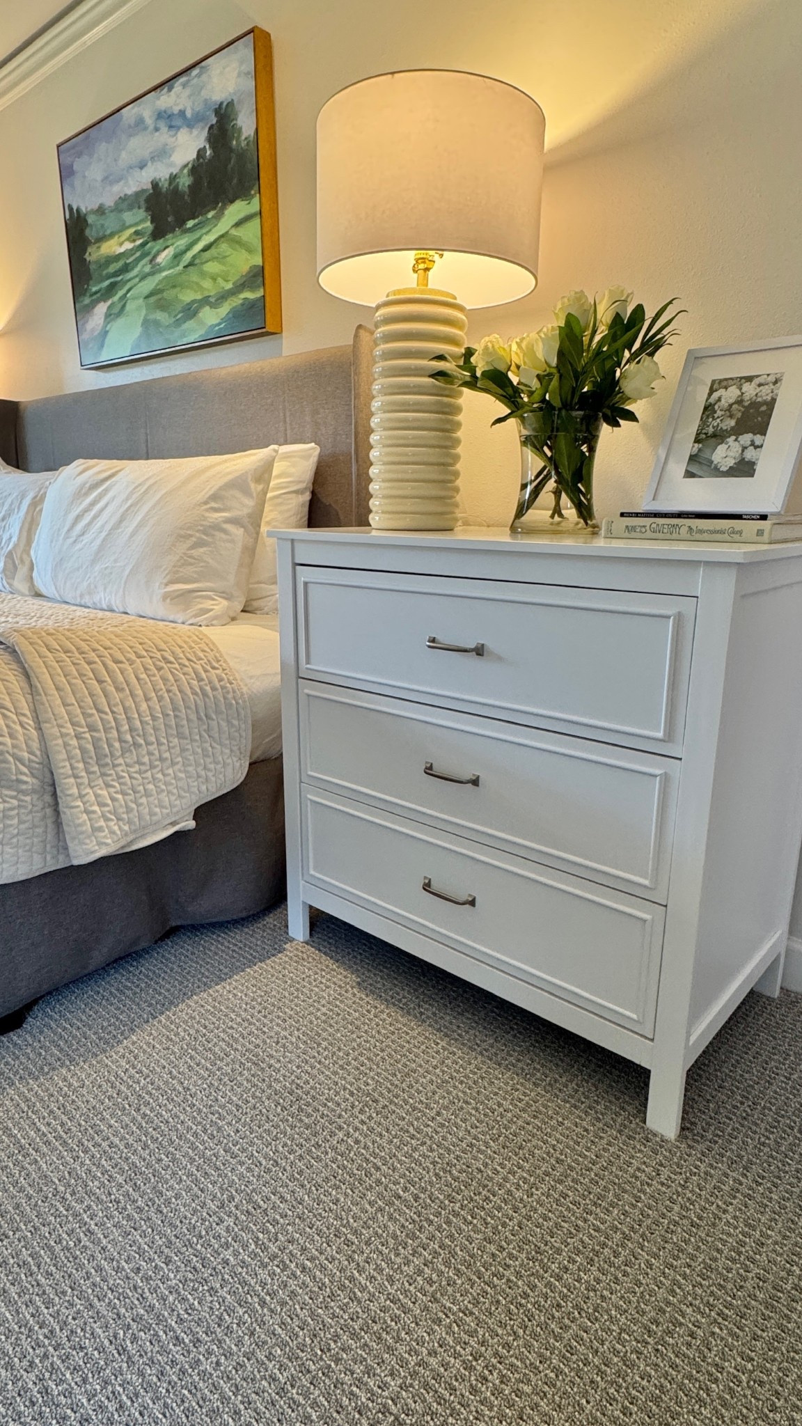 Shop our coastal condo furniture! Love this dresser as a nightstand. Lots of storage for our guests. Upholstered bed, hosting tips, Airbnb, white nightstand, classic decor, classic home

#LTKHome