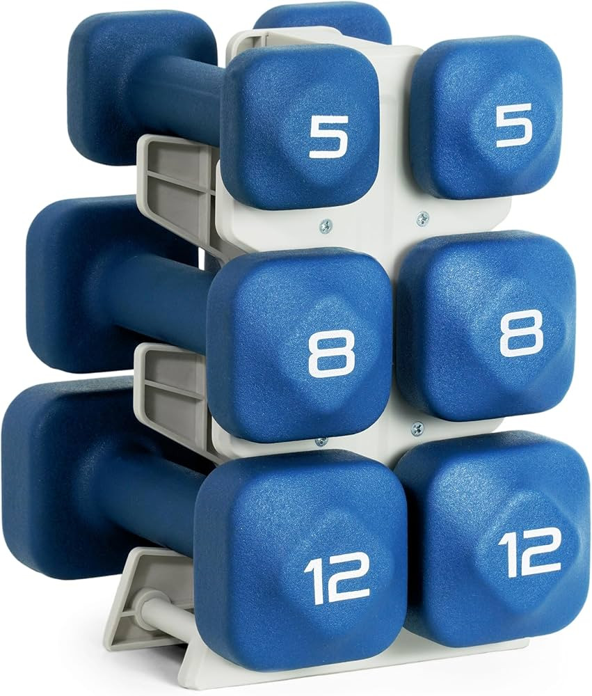 Tone Fitness Neoprene Dumbbell Set with Storage Rack \u2013 Non-Slip, Anti-Roll Hand Weights for ... | Amazon (US)