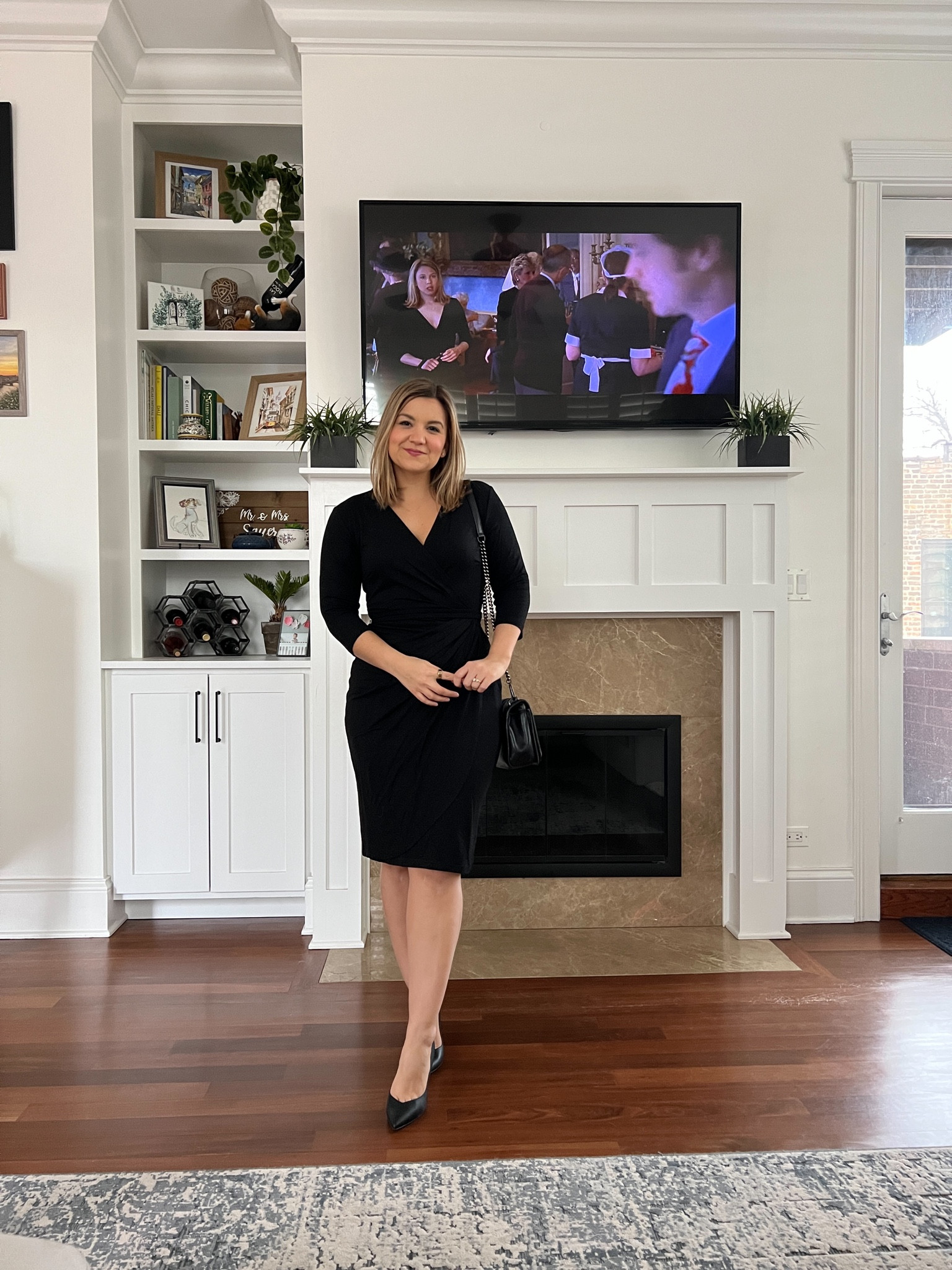 Little black dress - not a true wrap dress but it gives the illusion of one. I’m wearing a size small.

#LTKunder100 #LTKunder50