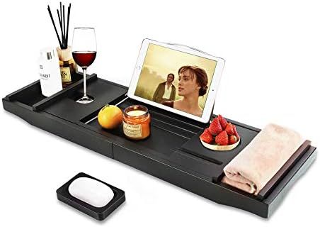 HOME OF HOME Luxury Bamboo Bathtub Caddy Tray with Extending Sides,Bath Caddy Tray for Two Person... | Amazon (US)