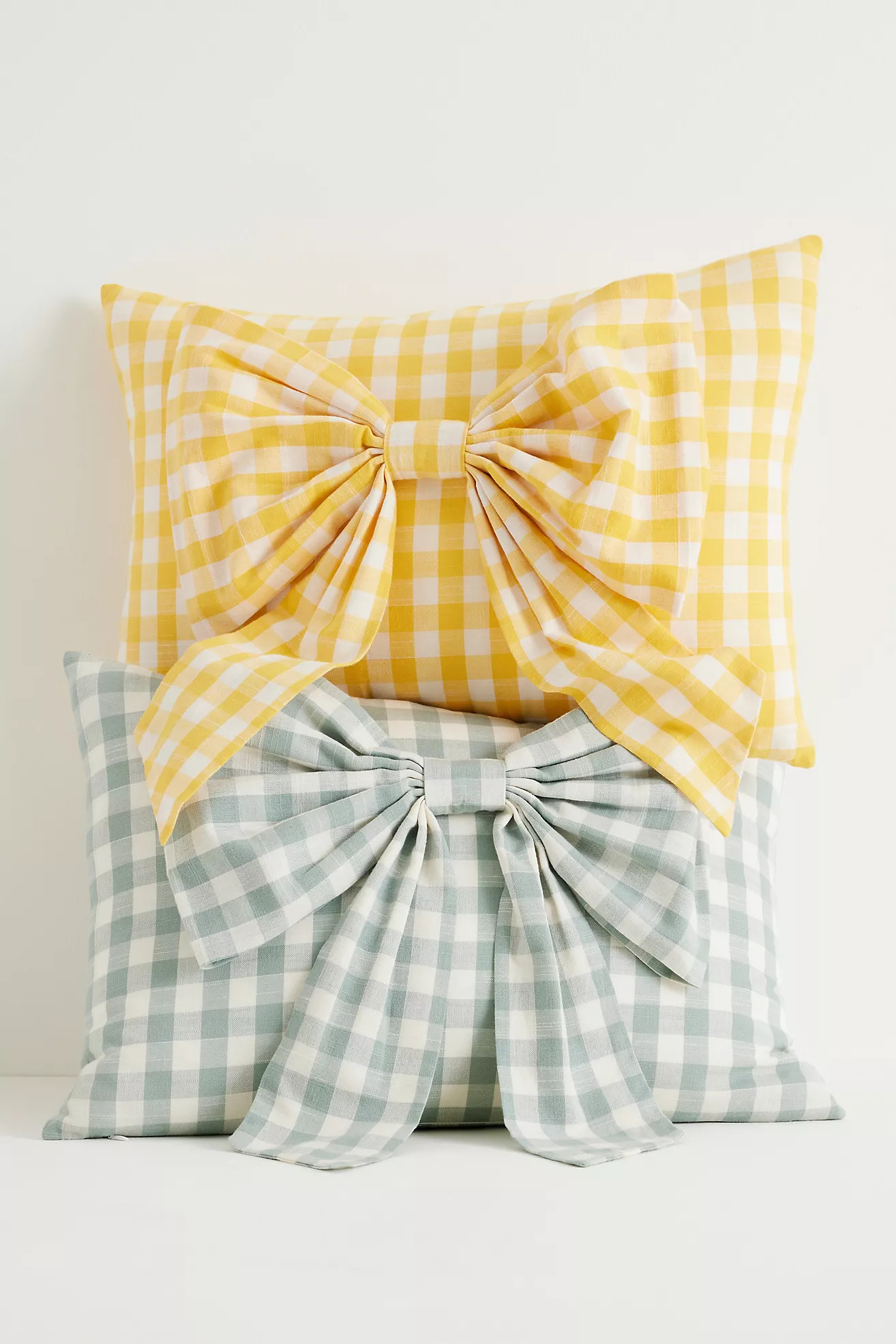Ana Cotton Gingham Printed Bow Pillow | Anthropologie (US)