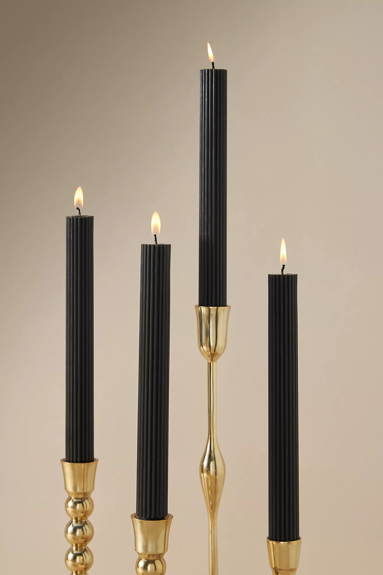 Fluted Taper Candles, Set of 4 | Anthropologie (US)