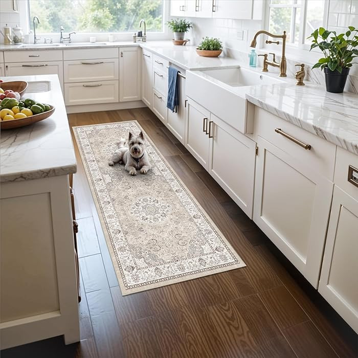 Washable 2x5 Hallway Runner Rug: Vintage Water Resistant Kitchen Entryway Rug Ultra Soft Living R... | Amazon (US)