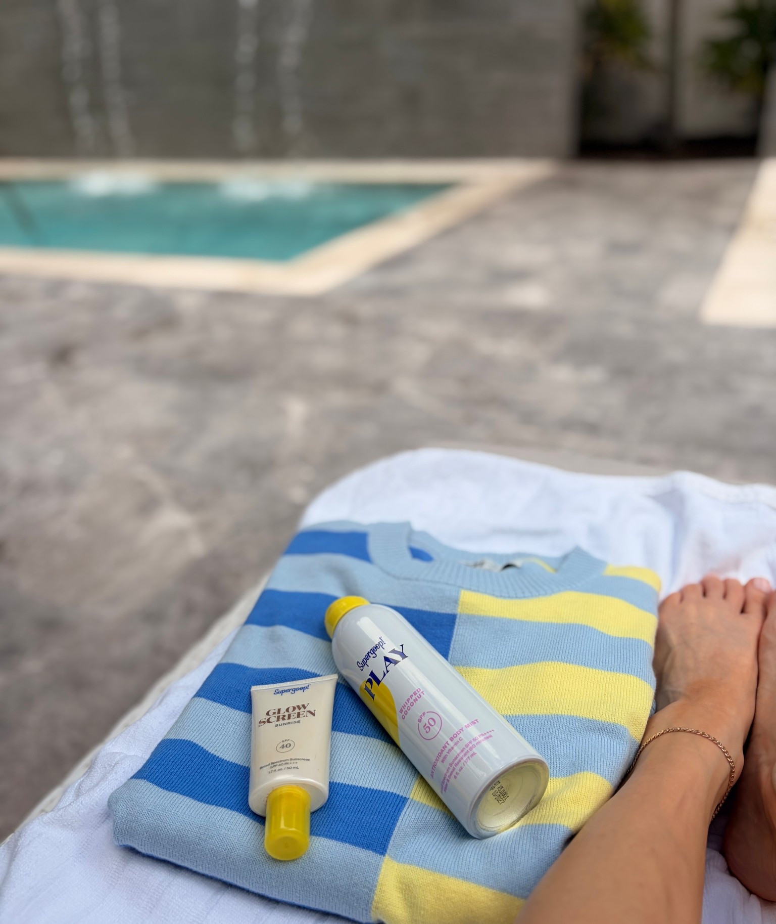 Spring break pool day essentials - @Supergoop! 

New supergoop spf smells amazing! ☀️🌼


Spring break skincare / spf / pool bag / beach bag / matching set / beach coverup 

#LTKspring 

#LTKBeauty